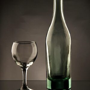 glass, bottle, empty, wine glass, transparent, reflection, mirroring, empty glass, empty bottle, glass, glass, bottle, bottle, bottle, bottle, bottle, wine glass